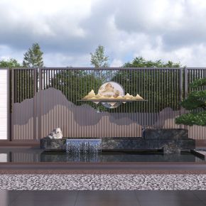 新中式庭院景墙3D模型