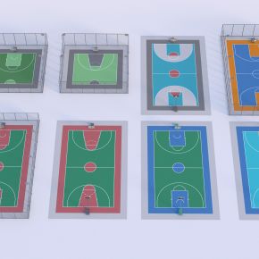 代篮球场组合3D模型