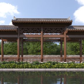 新中式景观廊架3D模型