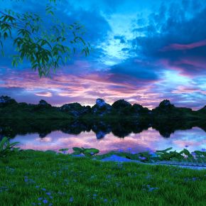 仙女湖 自然景观 池塘 山水 夕阳 湿地 生态 自然环境 保护区 唯美