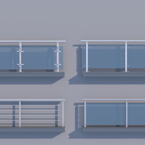 现代玻璃栏杆3D模型