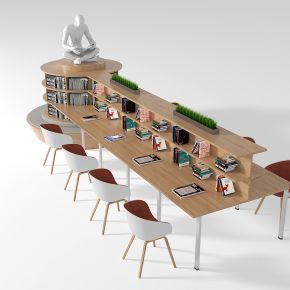 图书馆阅读书桌椅组合