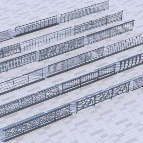 现代铁艺围栏 栏杆3D模型