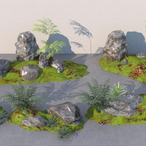 现代景观石头 园林景石 庭院石头3D模型