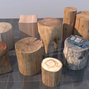 现代木墩_木凳3D模型