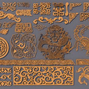 中式装饰仿古雕花3D模型