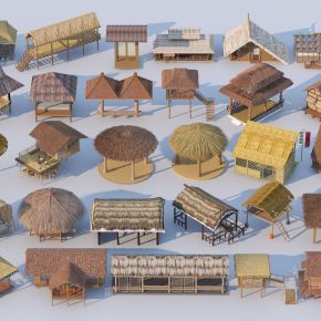 中式茅草屋3D模型