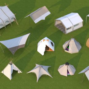 现代露营帐篷组合3D模型