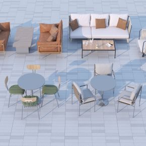 现代沙发组合 休闲桌椅3D模型