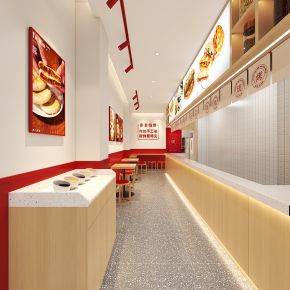 多多馅饼快餐厅，快餐桌椅组合，调料柜
