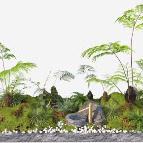 现代花坛植物堆组合3D模型