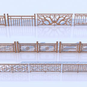 中式木栏杆3D模型
