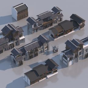 中式商业建筑集合3D模型