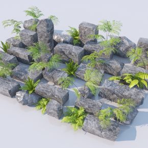 现代景观石头组合3D模型