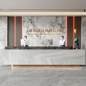 现代公司前台 背景墙 接待区 吧台  接待台 服务台 大厅 简约 大堂