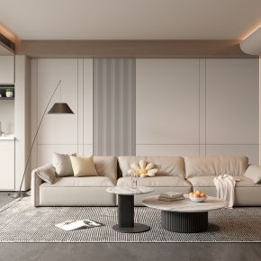 3d现代客厅 沙发组合 洗衣机柜 茶几组合