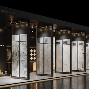 现代展览展厅 展台展会 石材展 石材大理石展示