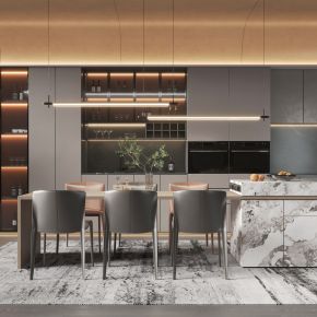 现代家居开放式厨房3d模型下载