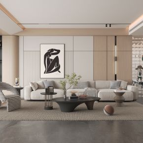 现代家居客厅3d模型下载
