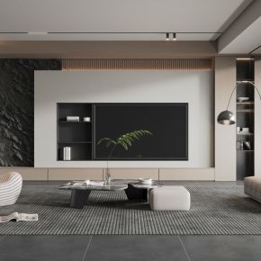 现代家居客厅电视墙3d模型下载