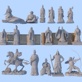 中式人物雕塑_名人雕塑组合