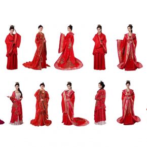 2d人物中式古风古典汉服女人美女人物女子中式婚礼服