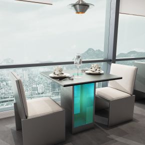 现代不锈钢 亚克力餐桌椅