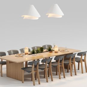 桌椅组合，餐椅，餐桌，单椅，吊灯