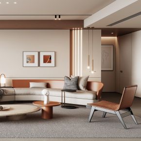 现代奶油风家居客厅 沙发组合 单人椅 休闲椅 
