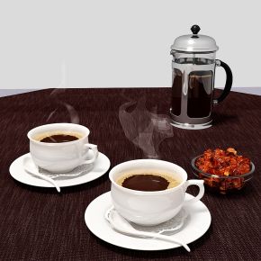 现代咖啡茶杯方糖咖啡壶组合