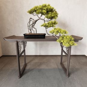 盆景 盆栽 植物 绿植 松树 中式桌子