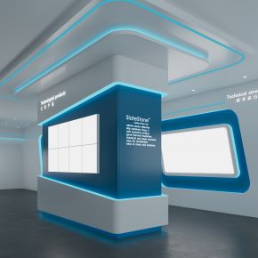 现代蓝色科技企业展厅