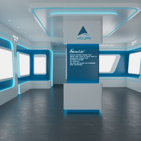 现代蓝色科技企业展厅