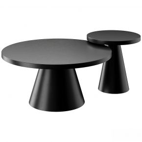 利兹圆形咖啡桌 - 黑色陶瓷咖啡桌和边桌