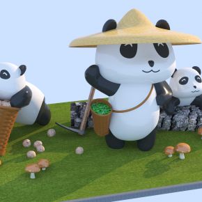 现代熊猫景观雕塑小品