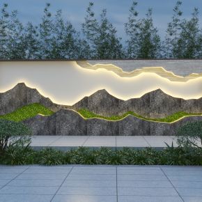 新中式镂空特色景墙围墙 山水景墙