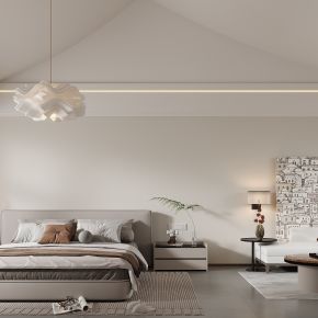 现代家居卧室 双人床 主卧 饰品摆件