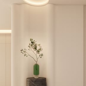 奶油 诧寂风 波浪造型 悬浮端景 小洞天 入户隔断 玄关