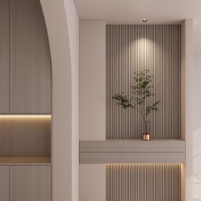 中式 中古风 小洞天 弧形 入户 隔断 端景 玄关