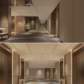 现代酒店走廊 过道 电梯间
