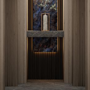 意式 轻奢风 中古风 黑金 走廊 端景 玄关