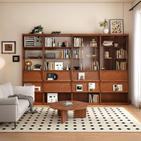 現(xiàn)代中古書柜_書房書柜_成品書柜_開放書柜_現(xiàn)代實木組合書柜_實木書柜