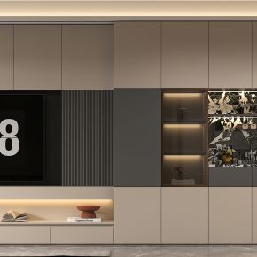 現(xiàn)代奶油風(fēng) 電視柜 酒柜 一體柜