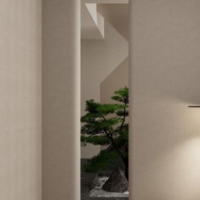 新中式 禅意 奶油风 假山 造景 入户隔断 玄关