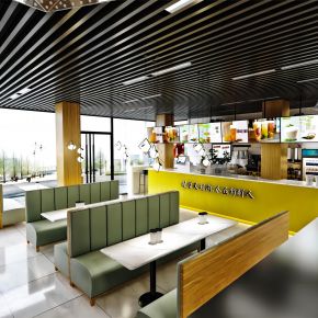 现代奶茶店 咖啡店 门头门面