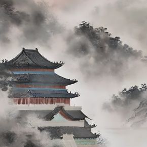大美国风国潮元素中式美学壁画壁纸背景