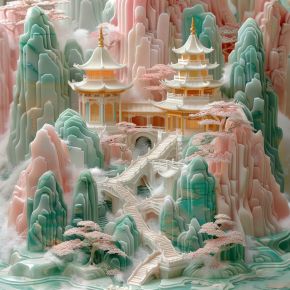大美国风国潮元素中式美学壁画壁纸背景