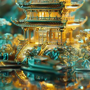 大美国风国潮元素中式美学壁画壁纸背景