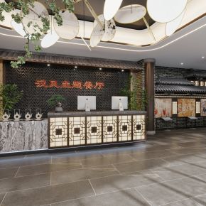 中式餐厅汉风前台大厅