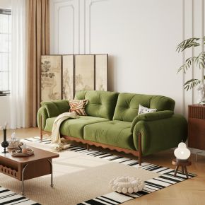 法式复古风沙发 双人位沙发 布艺沙发 实木沙发